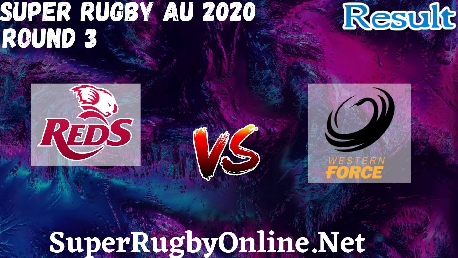 Reds Vs Force Rd 3 Result 2020 | Super Rugby AU